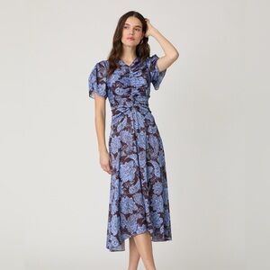 Shoshanna Charmeuse Essex Floral Anita Midi Dress, size 8, worn twice